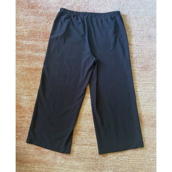 Joan Vass Women Black Straight Leg Cropped Stretch Very light and thin Pants L - Picture 8 of 8